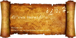 Árva Hermiás névjegykártya